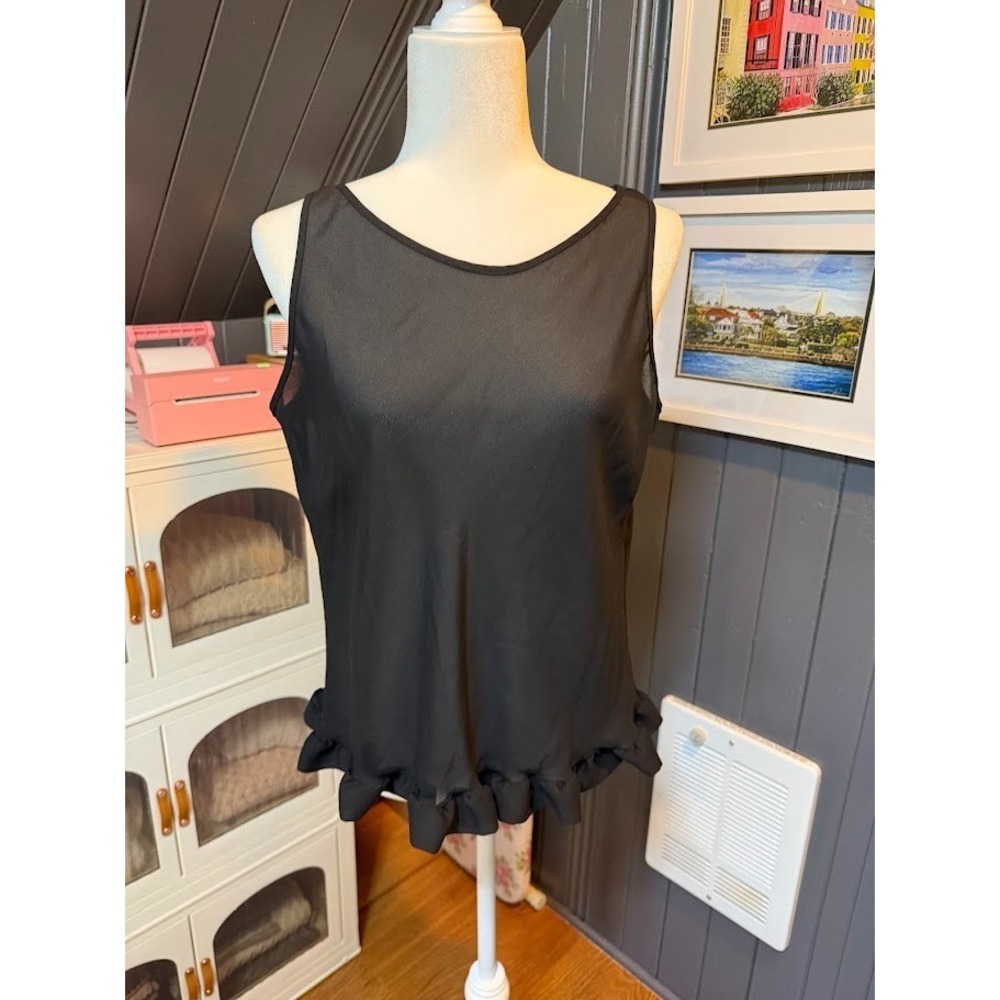 Women's Sheer Retro Ruffle Bottom Tank by Escapades - Size M (10-12)